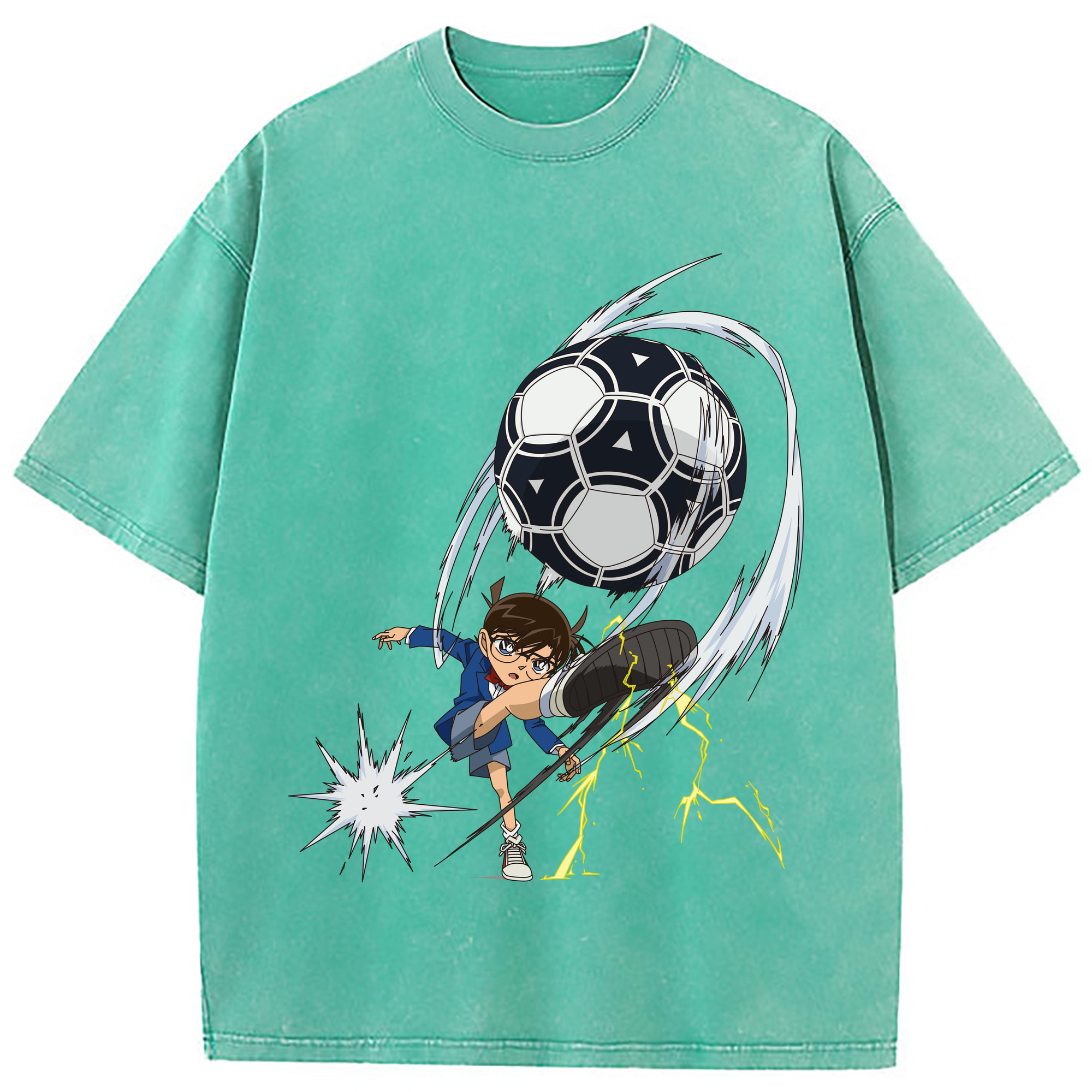 （画像用） 名探偵コナン 江戸川 コナン Detective Conan Conan Edogawa 綿100% ヴィンテージ風 半袖Tシャツ（フロントプリント）
